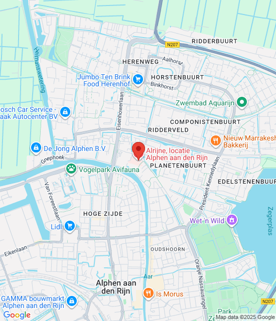 Google maps afbeelding voor Alphen a/d Rijn